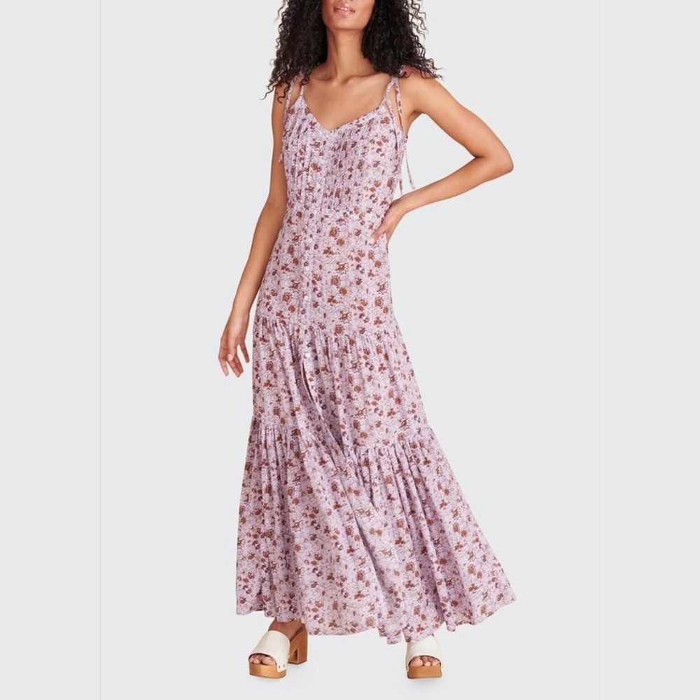 veronica beard purple windansea floral-print maxi dress
